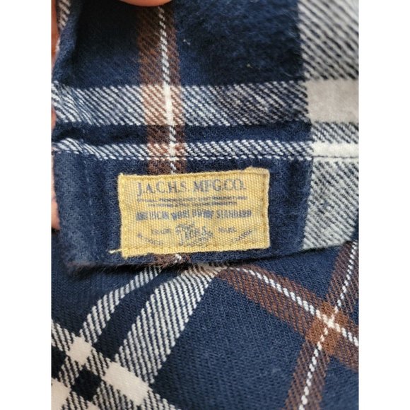 Jachs XLT Plaid Flannel‎ Shirt Heavy 100% Cotton Overshirt Blue plaid Button Up - Picture 5 of 9